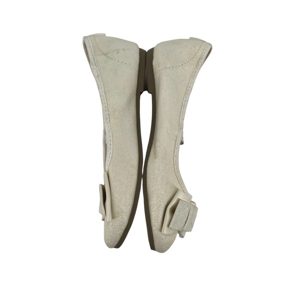 Carter's White Sparkle Big Bow 2 Slip On Ballet Flat Size 11 Girl's - Picture 4 of 8